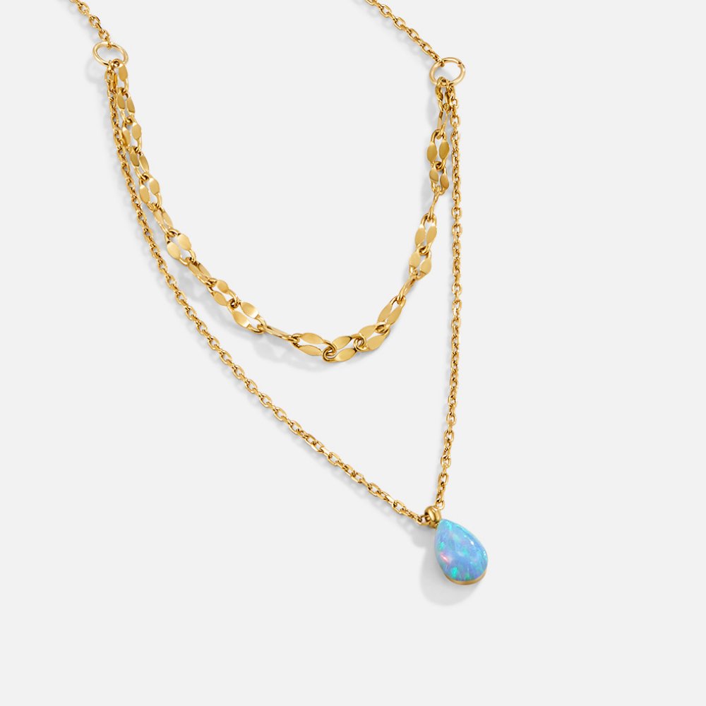 Layered Opal Drop Necklace