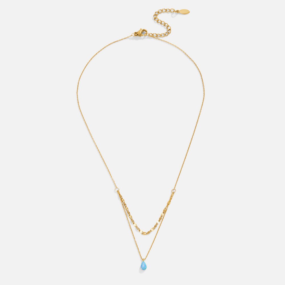 Layered Opal Drop Necklace