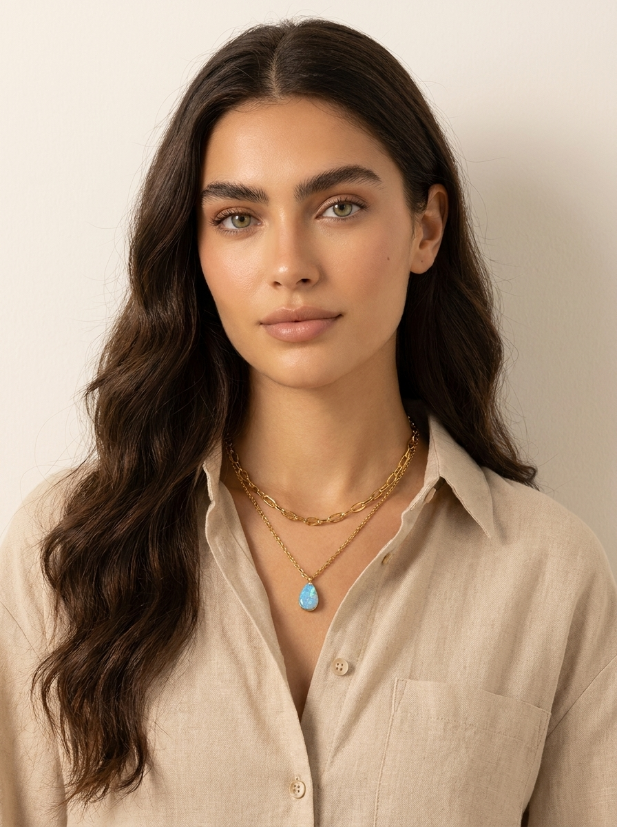 Layered Opal Drop Necklace