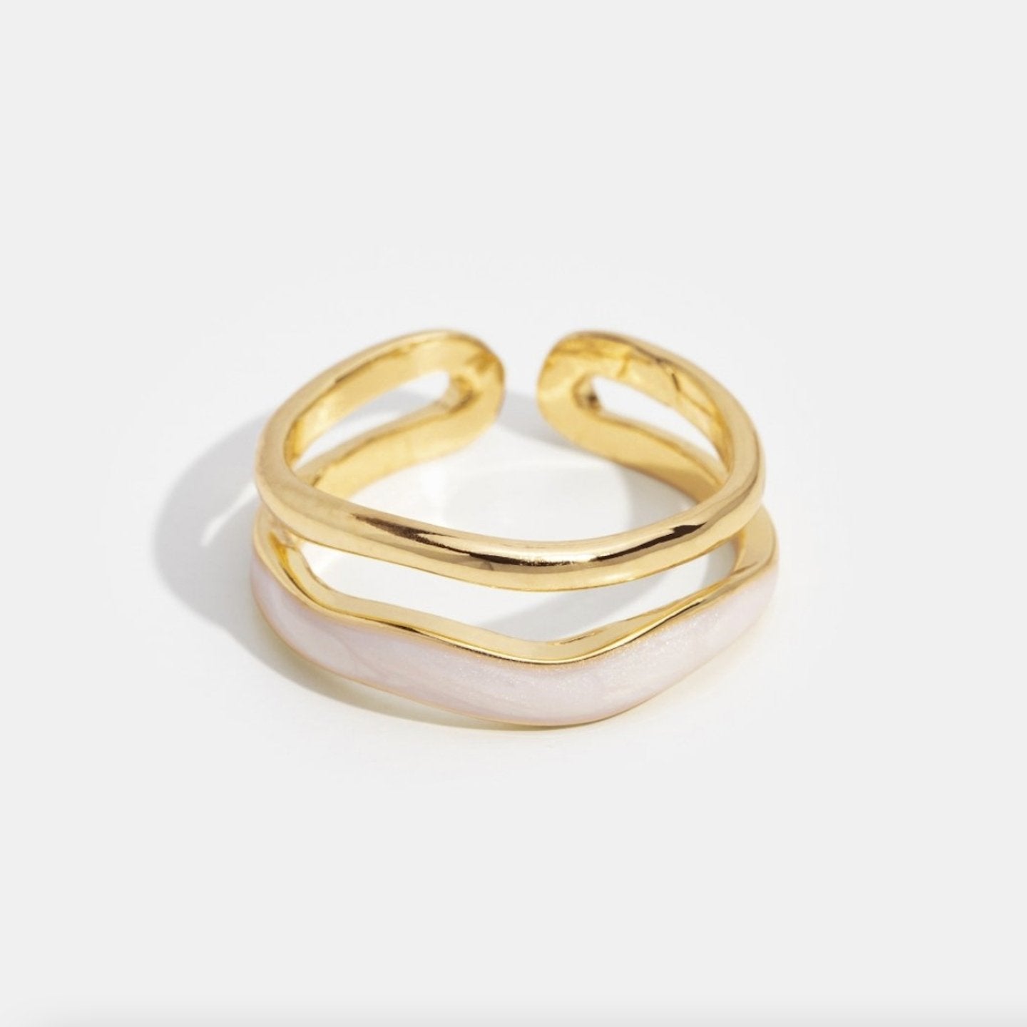 Layered Pearl Wave Ring