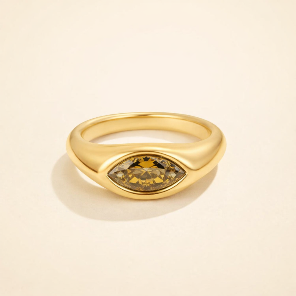 Marquise Crystal Signet Ring - Sienna