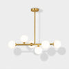 Mid Century Modern Opal White Glass Globe Kitchen Chandelier