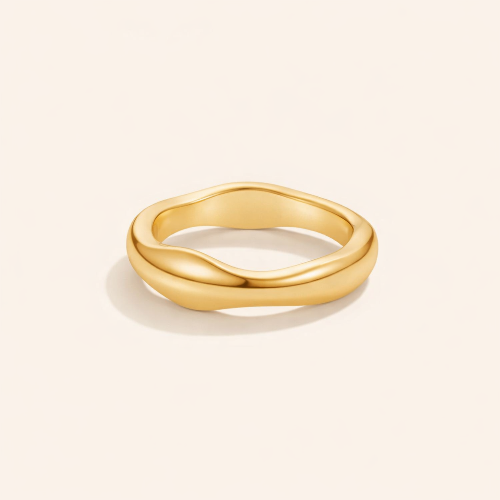 Minimal Gold Wave Ring
