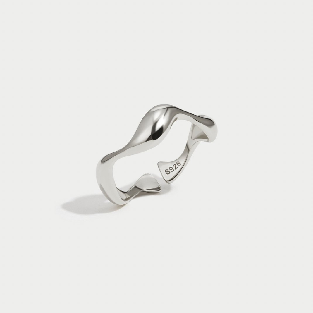 Minimal Silver Wave Ring