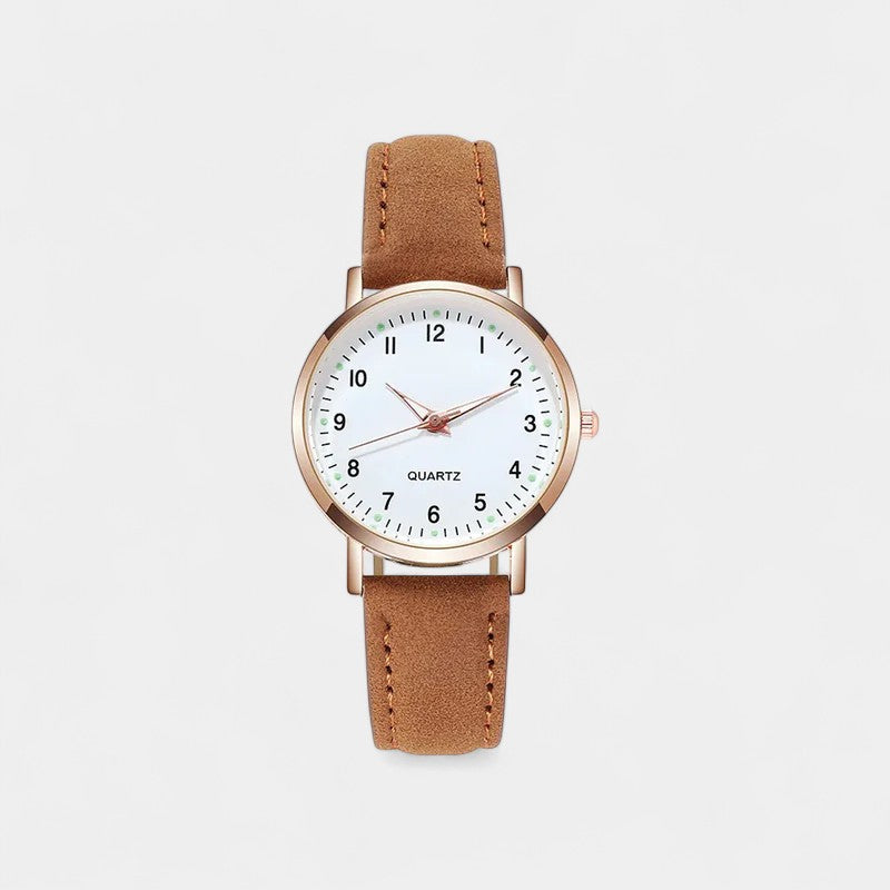 Minimalist Leather Strap Watch - Elara