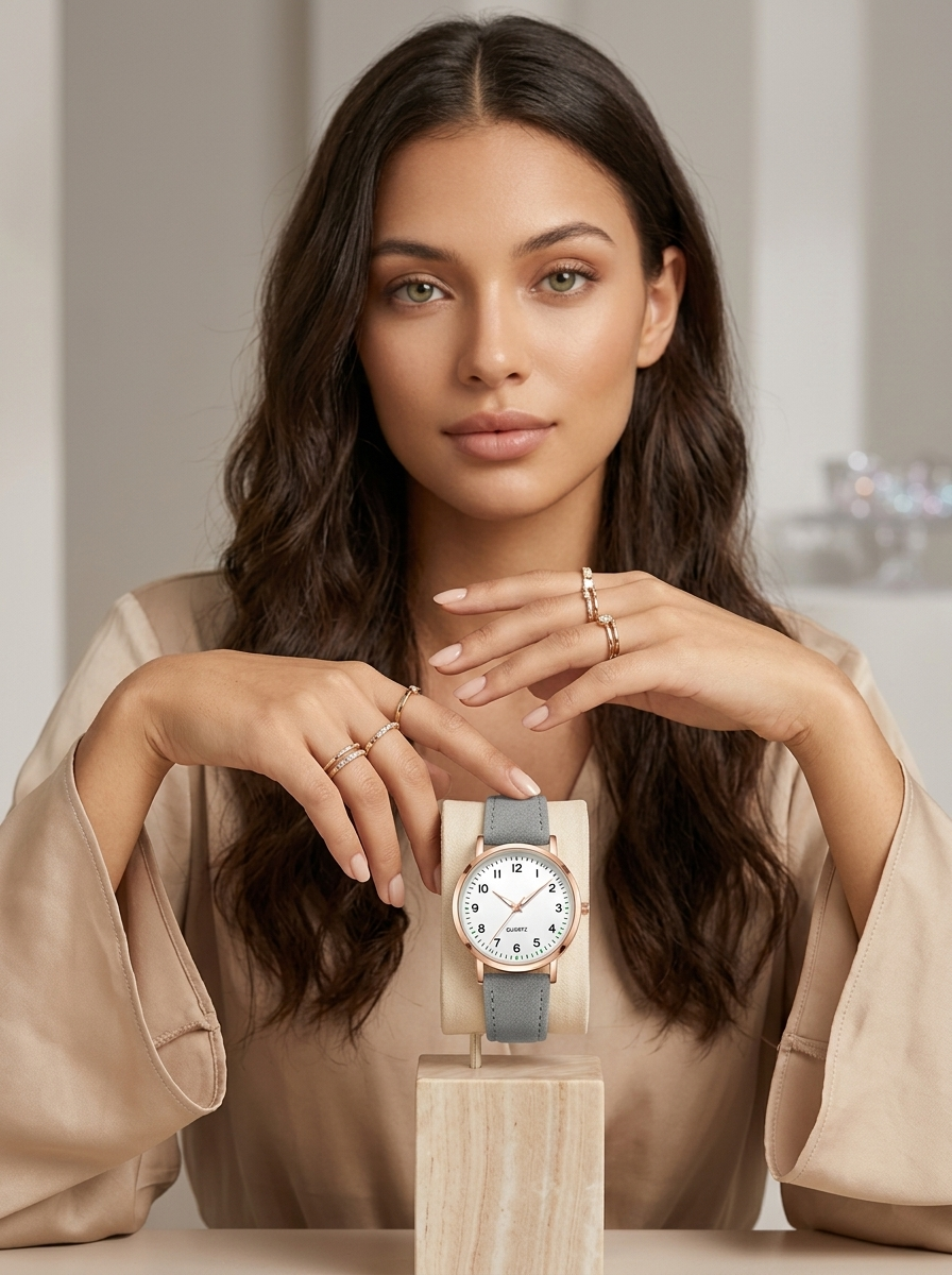Minimalist Leather Strap Watch - Elara