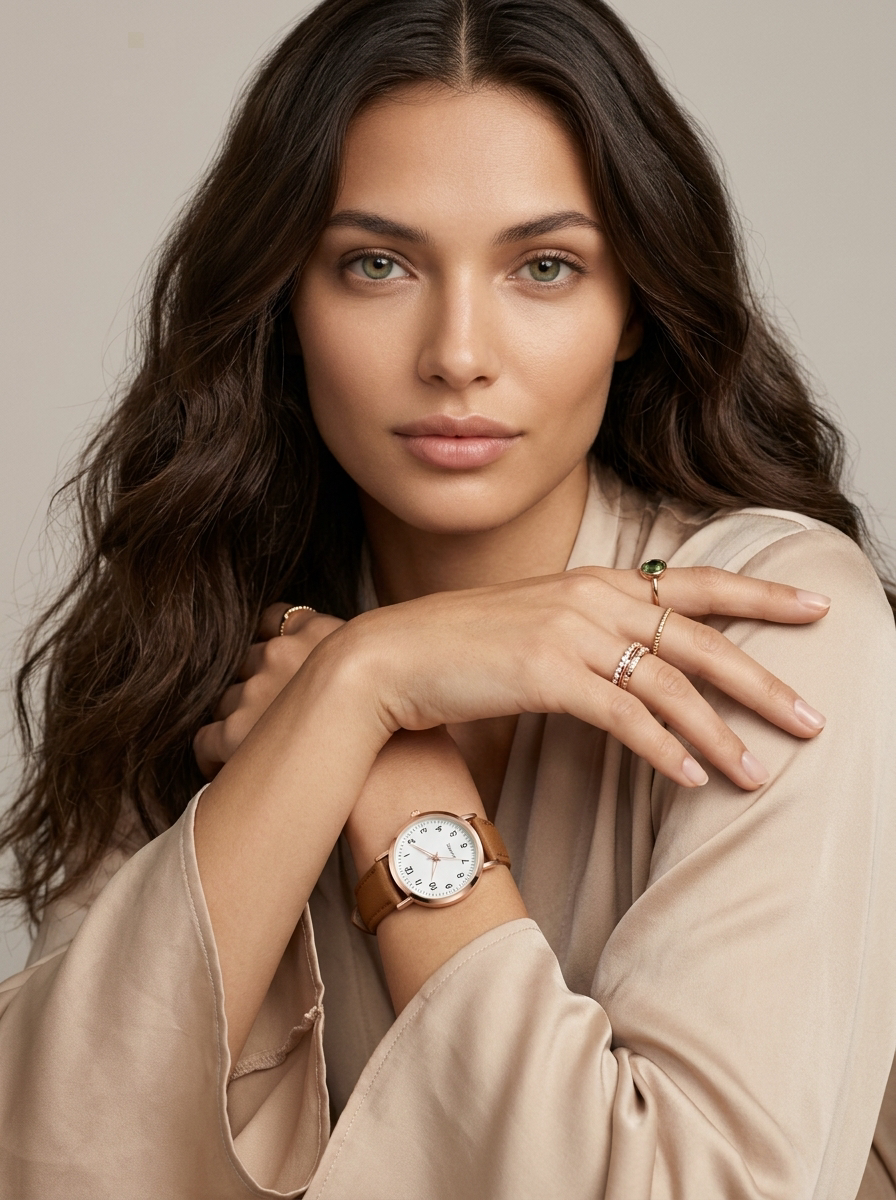 Minimalist Leather Strap Watch - Elara