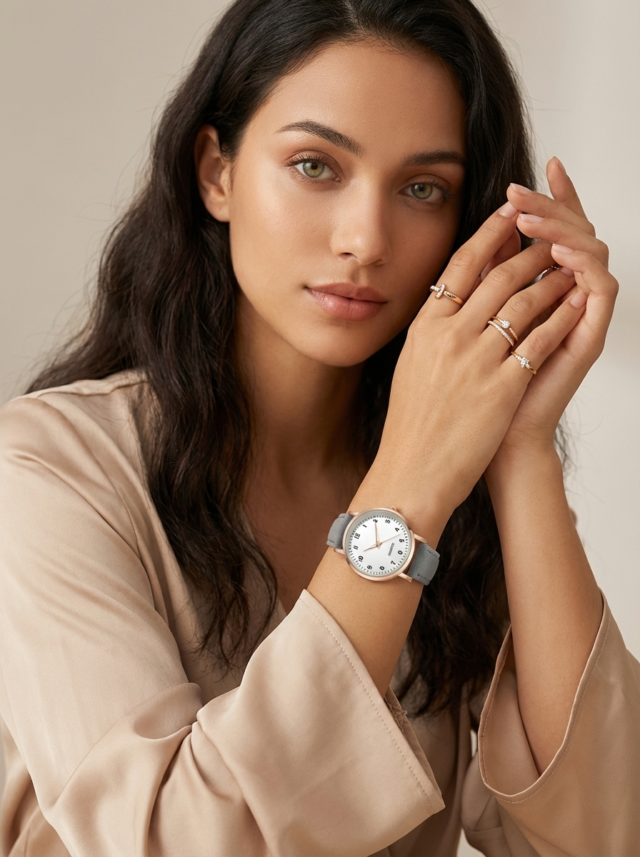 Minimalist Leather Strap Watch - Elara