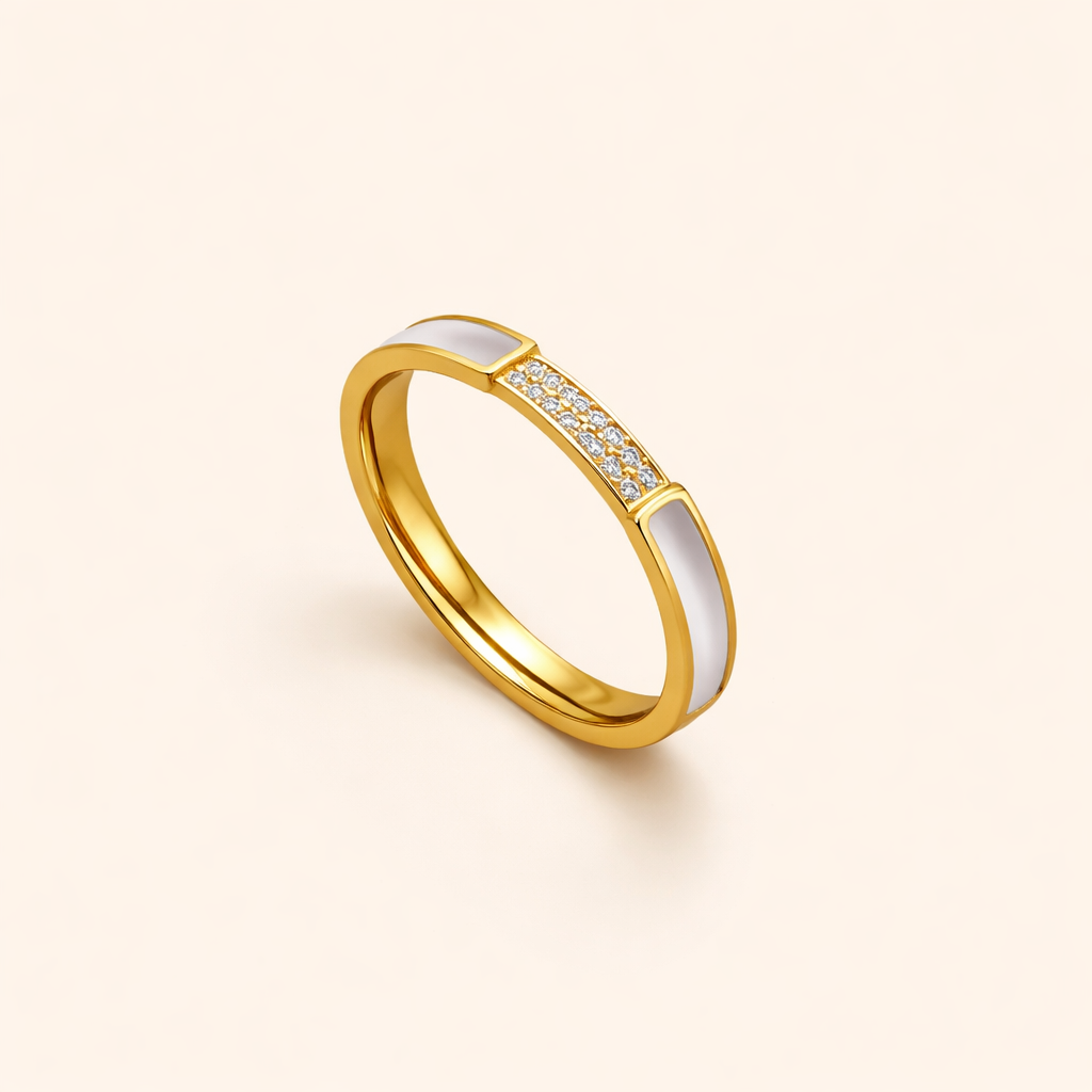 Mother of Pearl Crystal Ring – Elara