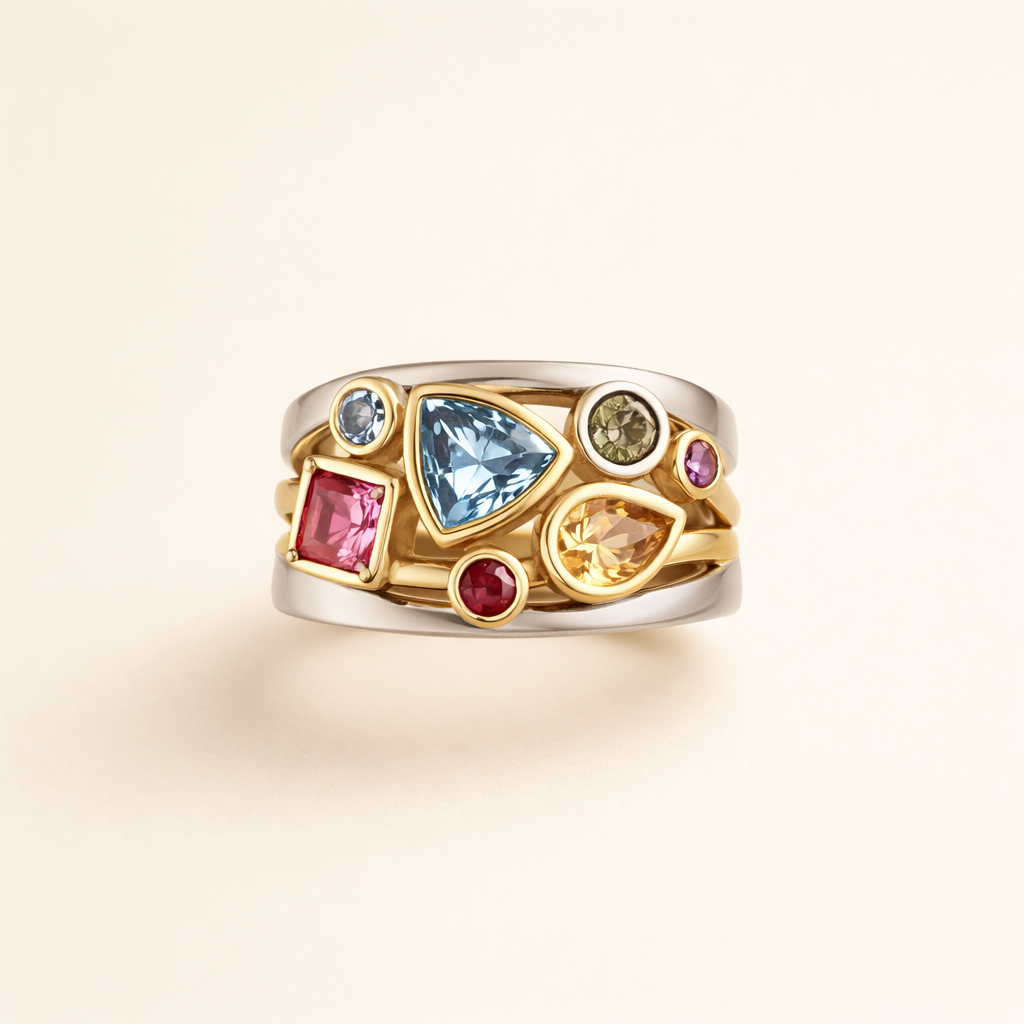Multicolour Gemstone Statement Ring - Vivienne