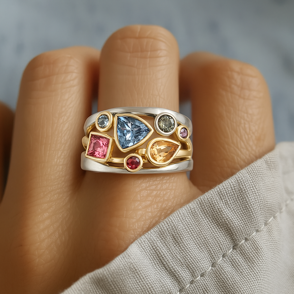 Multicolour Gemstone Statement Ring - Vivienne