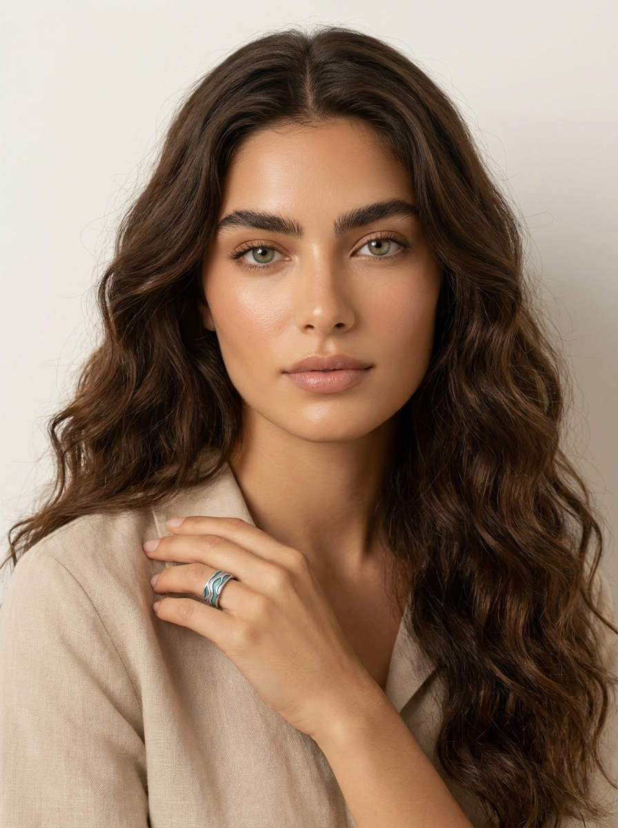 Ocean Wave Inlay Ring