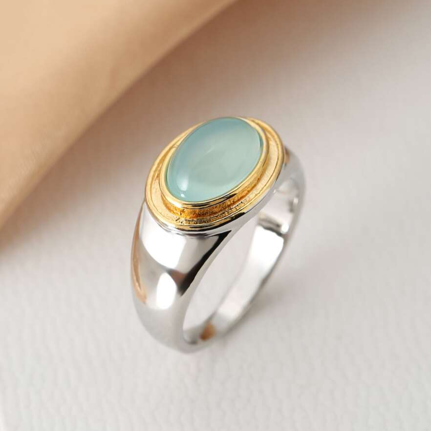 Oval Gemstone Signet Ring - Seraphina