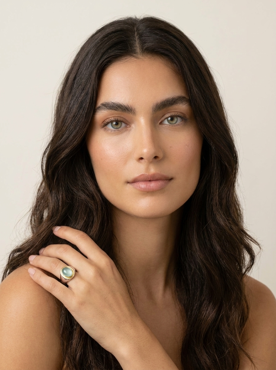 Oval Gemstone Signet Ring - Seraphina
