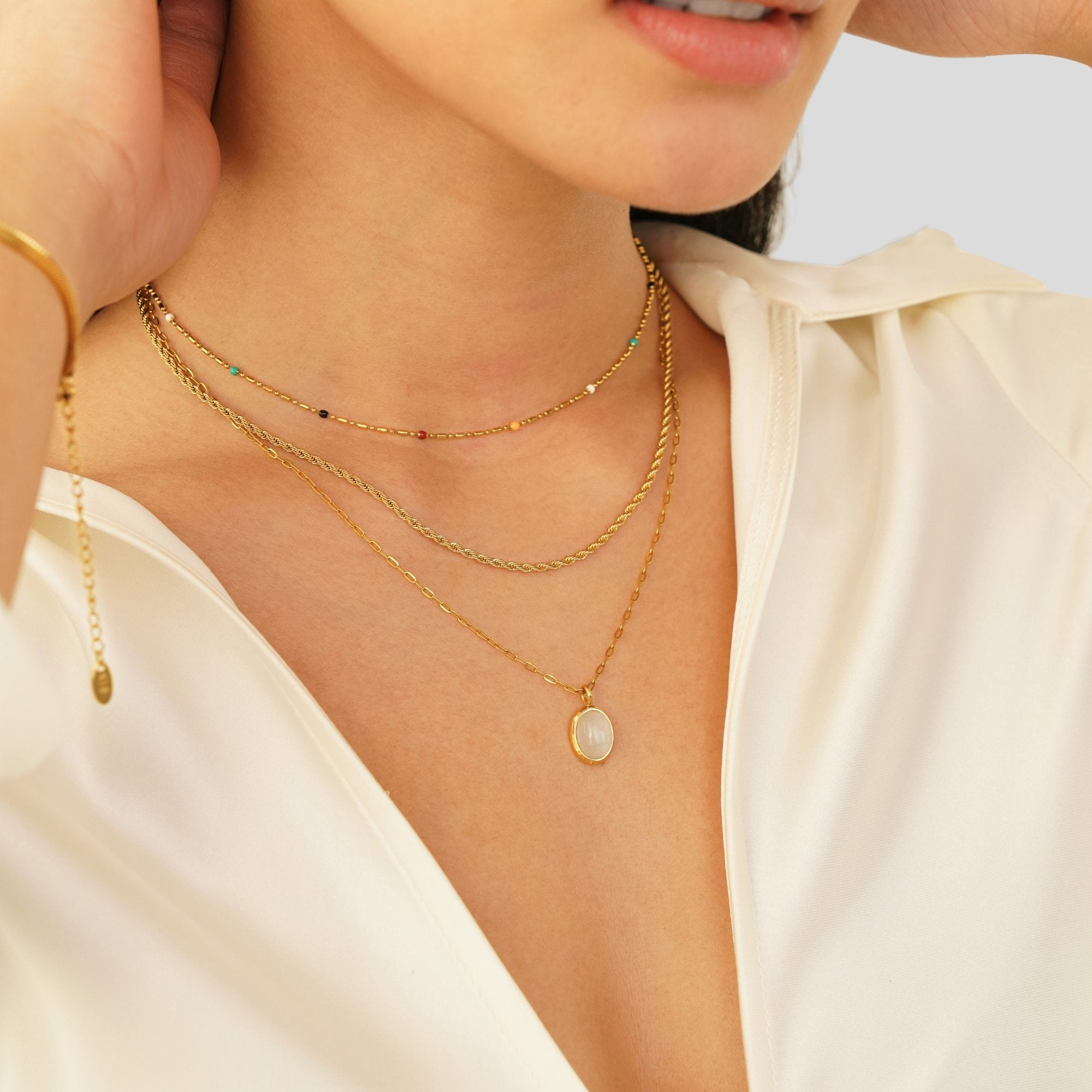 Oval Moonstone Pendant Necklace