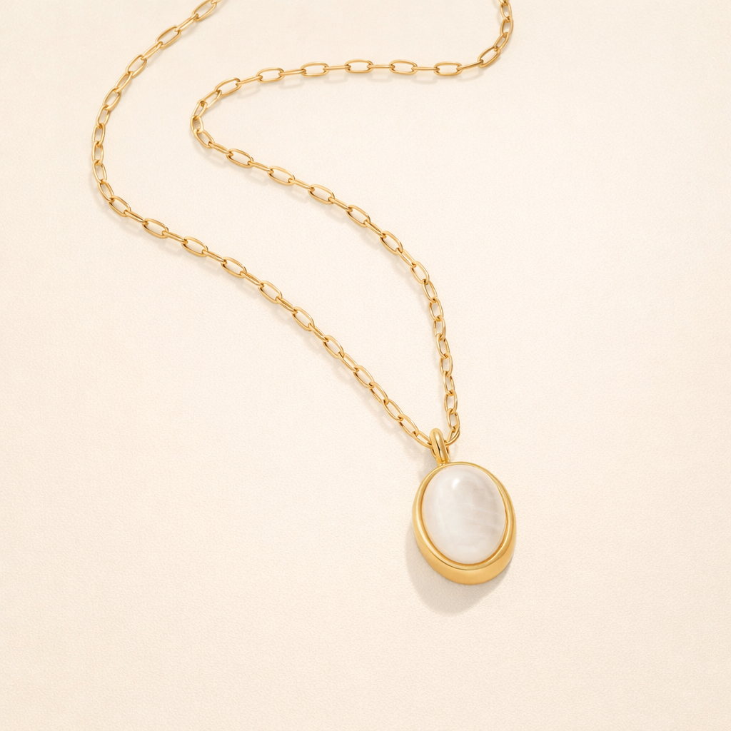 Oval Moonstone Pendant Necklace