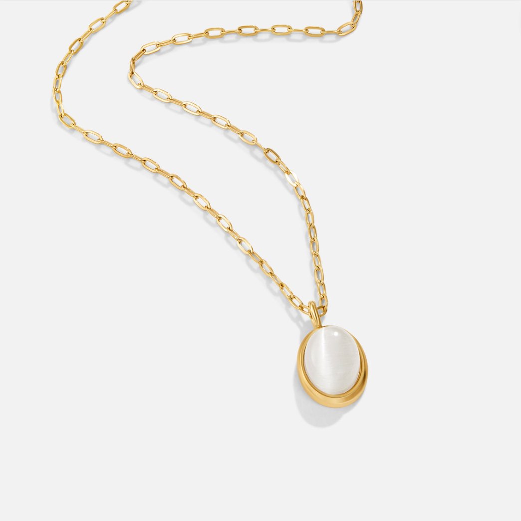 Oval Moonstone Pendant Necklace