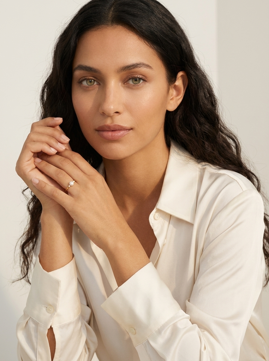 Pearl Crystal Gold Ring