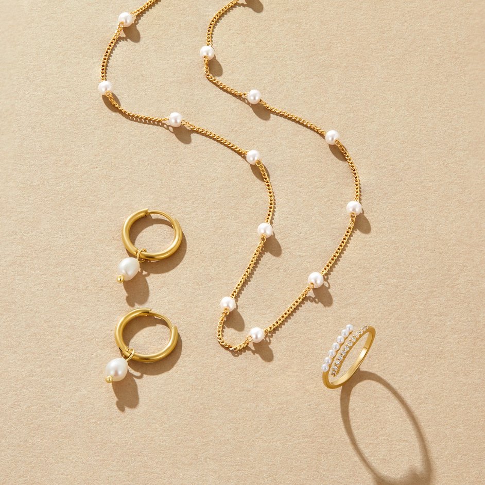 Pearl Drop Hoop Earrings
