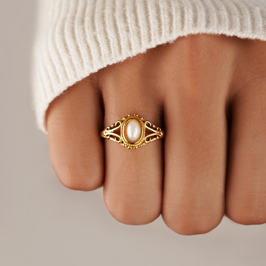 Pearl Filigree Statement Ring