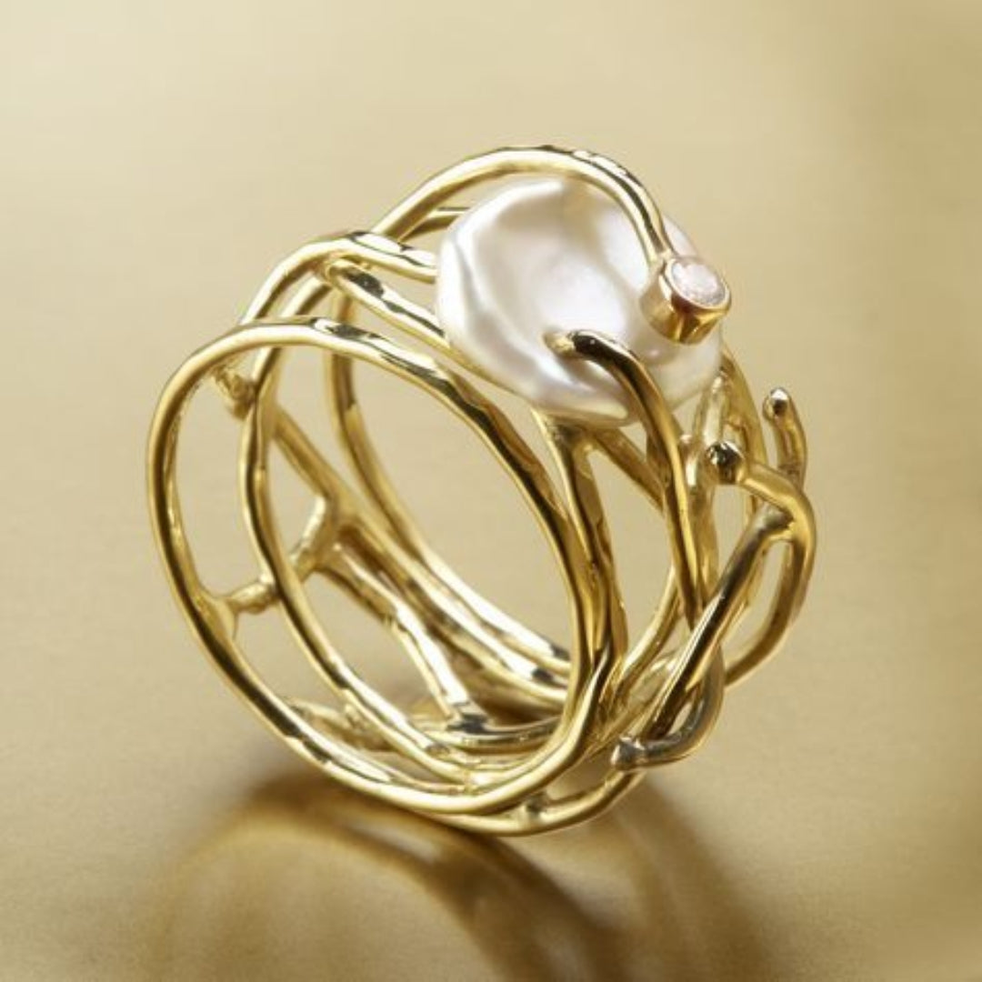 Pearl Open Cage Ring