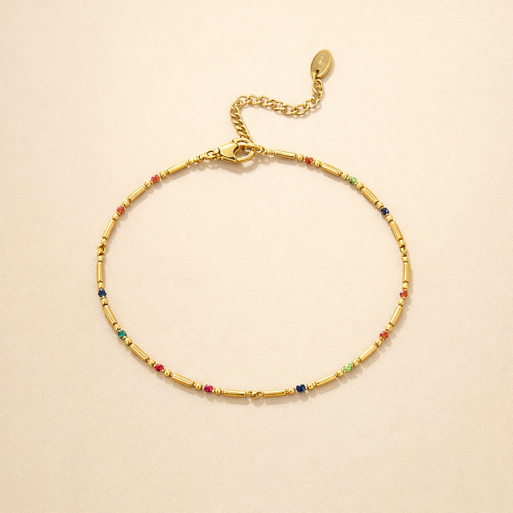 Rainbow Beaded Anklet