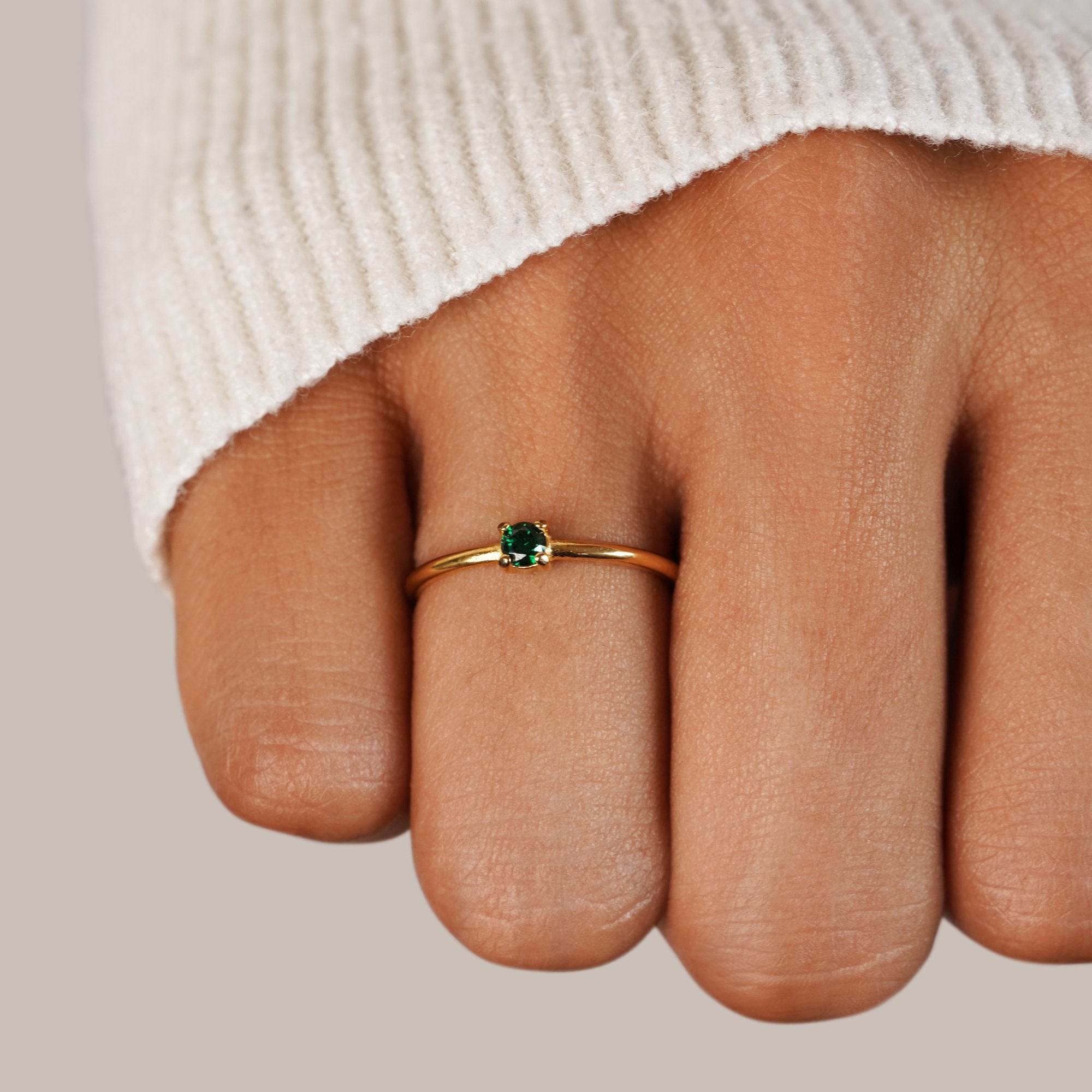 Round Birthstone Band Ring