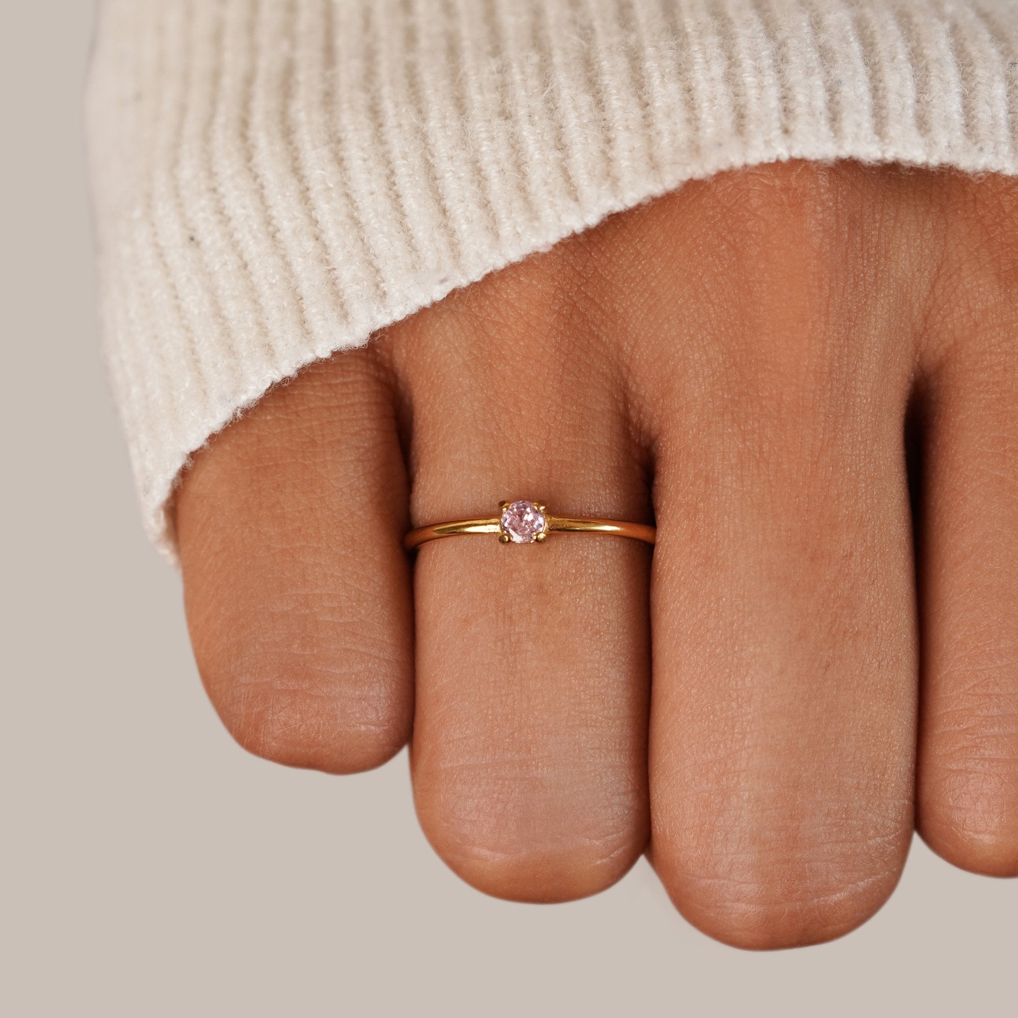 Round Birthstone Band Ring