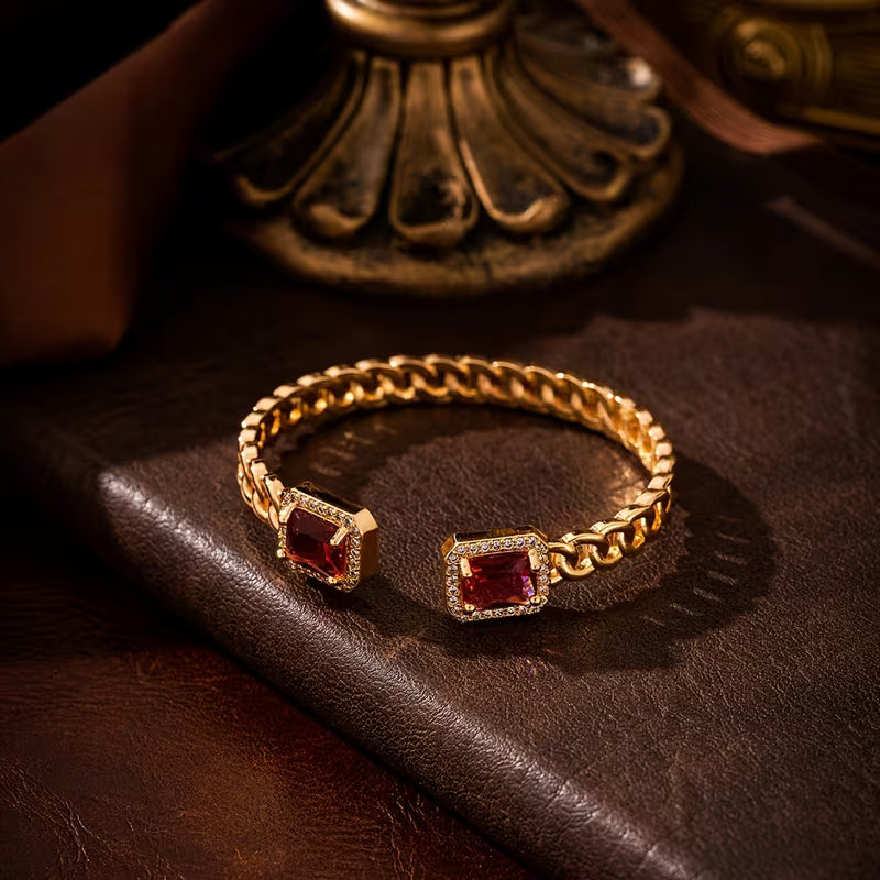 Ruby Chain Cuff Bracelet