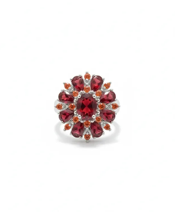 Ruby Floral Cluster Ring