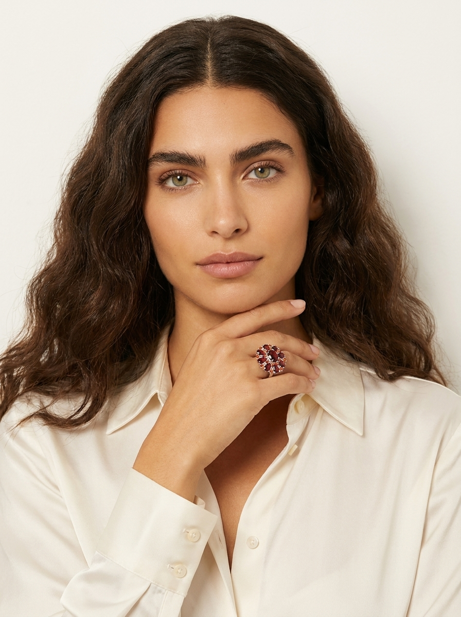 Ruby Floral Cluster Ring