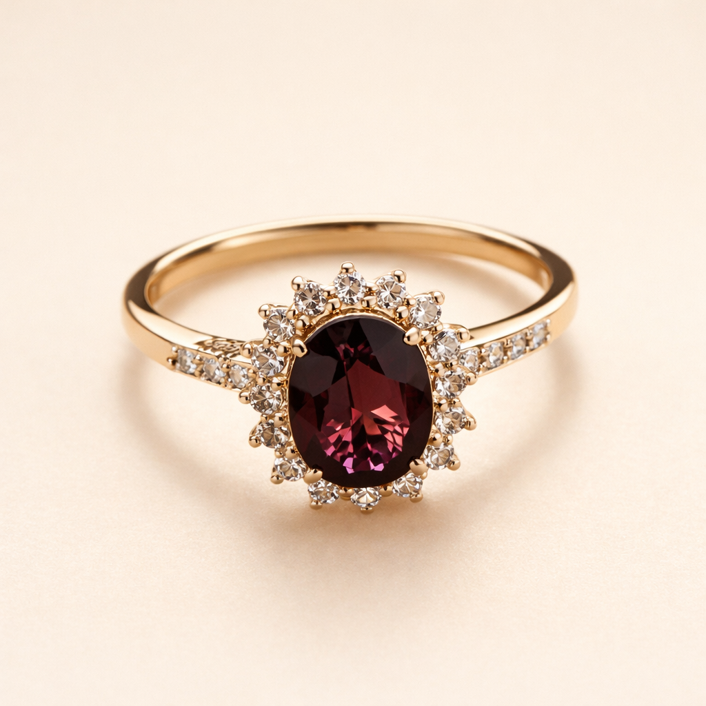 Ruby Halo Crystal Ring