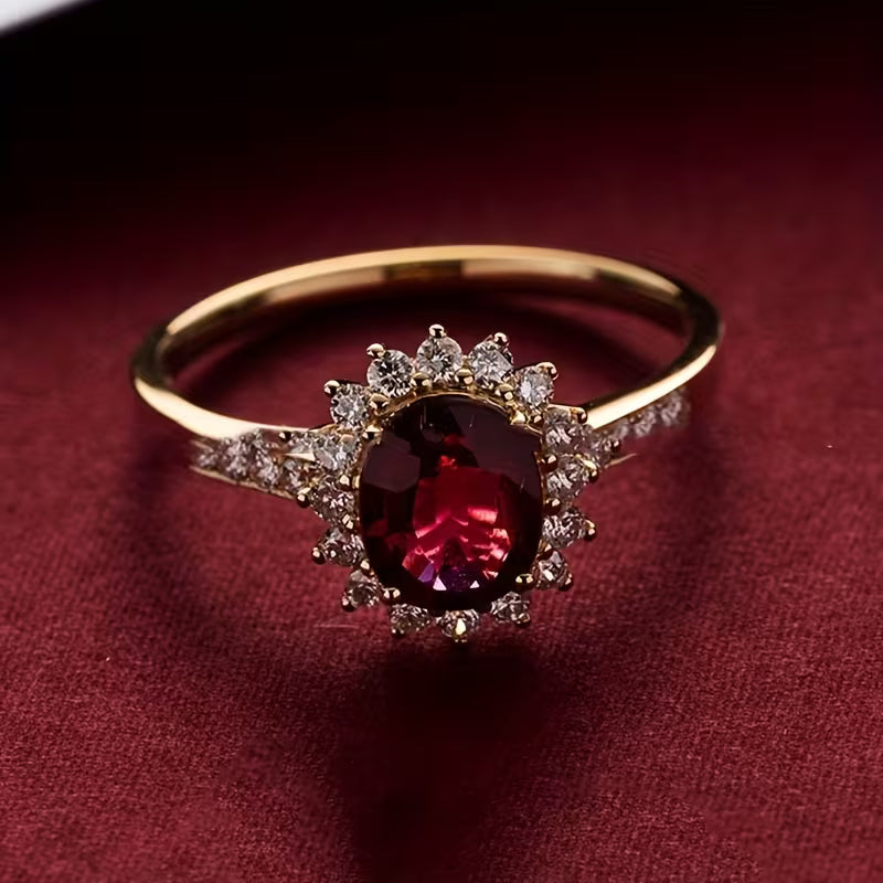 Ruby Halo Crystal Ring