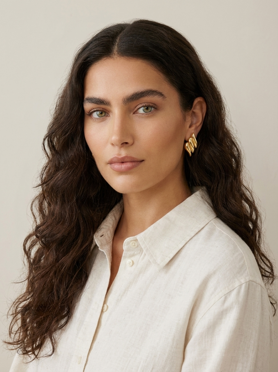Sculpted Wave Gold Stud Earrings