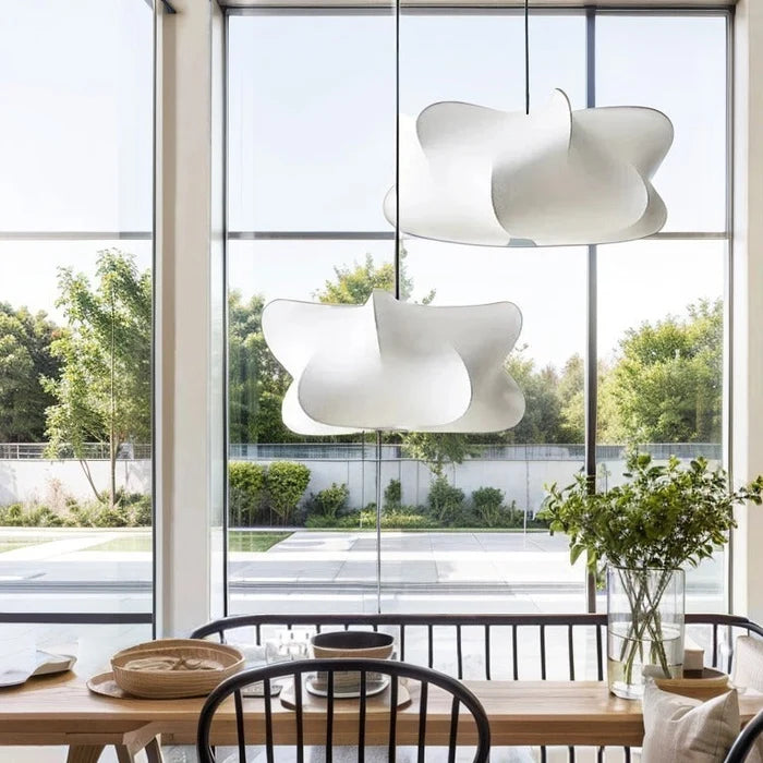 Japanese Silk Pendant Light – Warm White LED Hanging Lamp