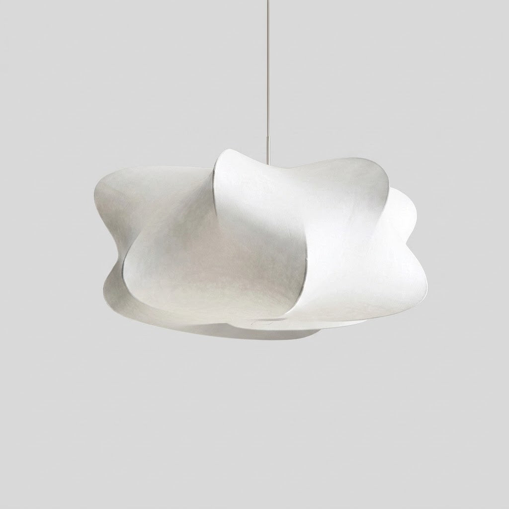 Japanese Silk Pendant Light – Warm White LED Hanging Lamp