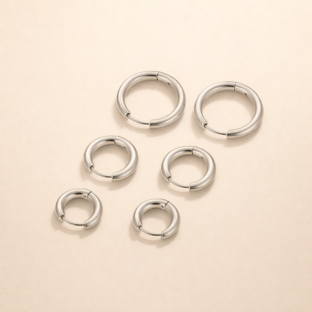 Silver Hoop Earring Set