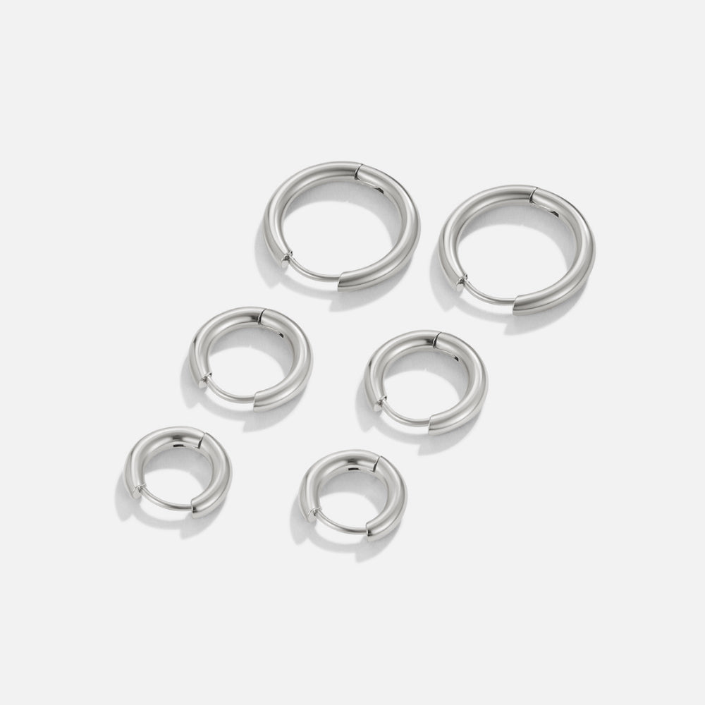 Silver Hoop Earring Set