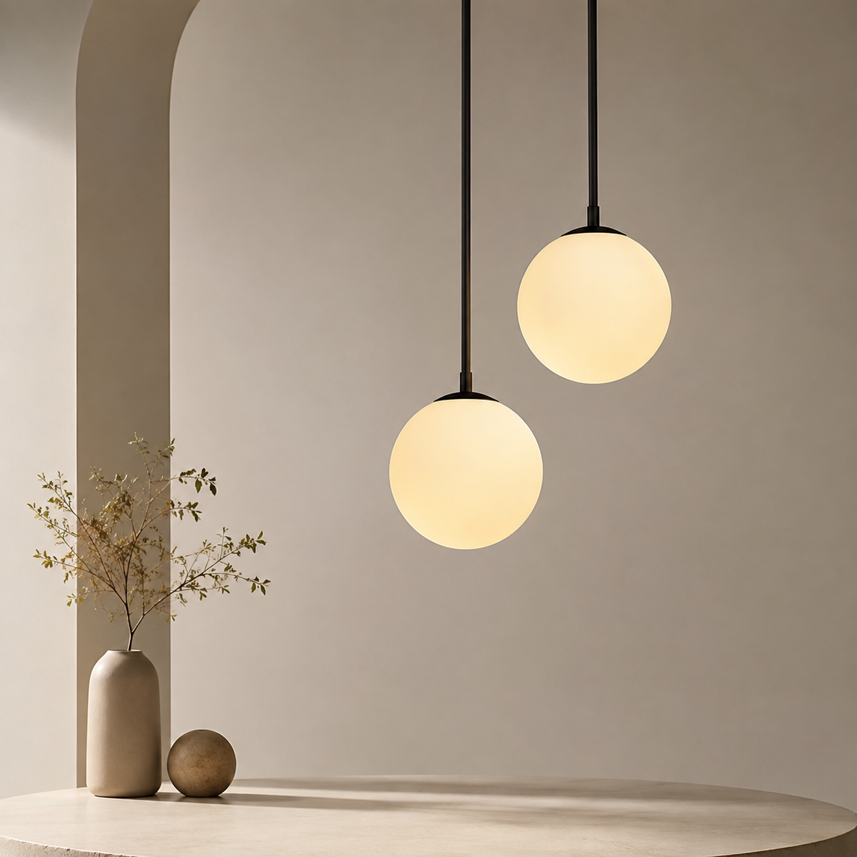 Skandiloft Nordic Pendant Light – White, Modern & Dimmable