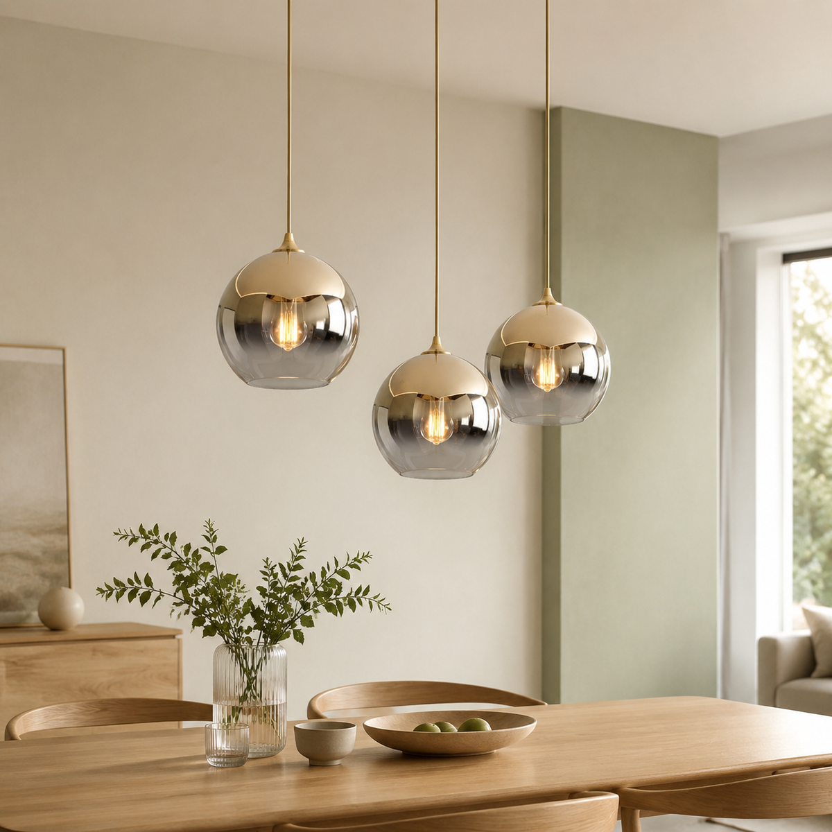 Sparkling Gold Glass Globe Pendant Light