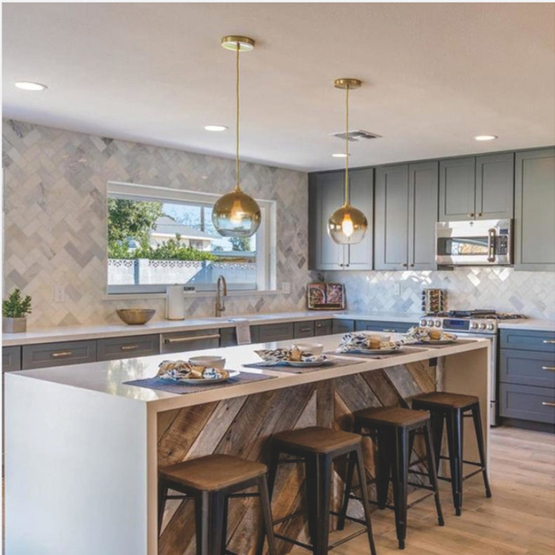 Sparkling Gold Glass Globe Pendant Light