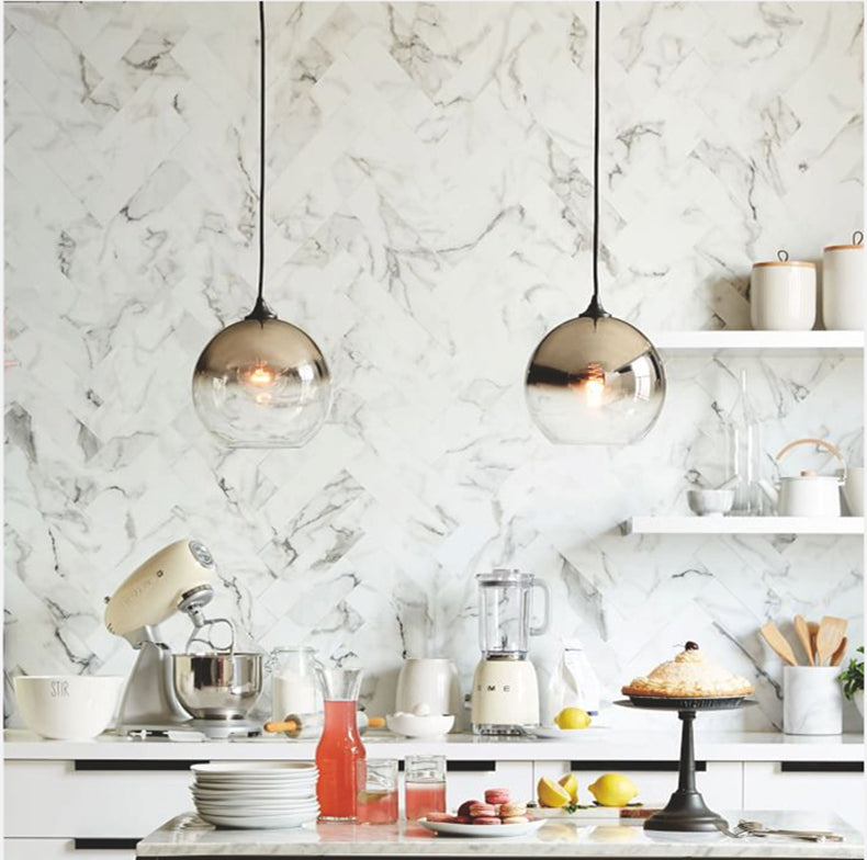 Sparkling Gold Glass Globe Pendant Light
