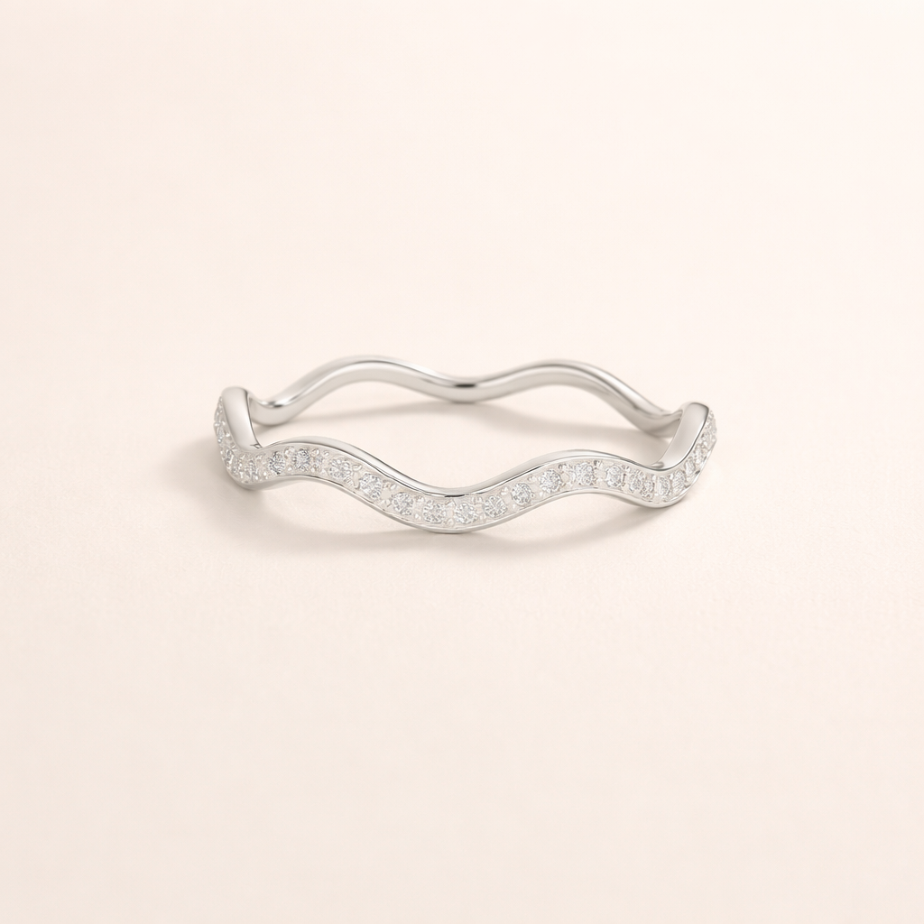 Sparkling Wave Band Ring