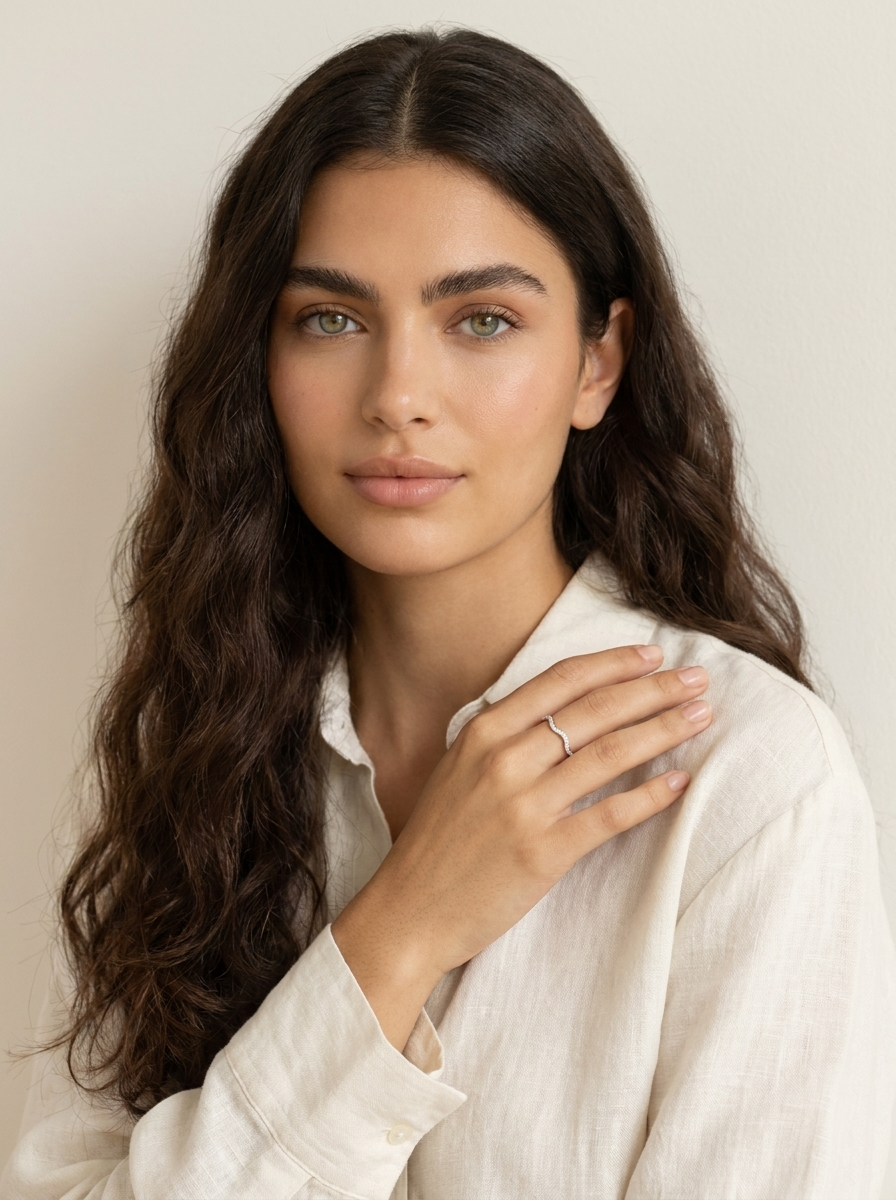 Sparkling Wave Band Ring