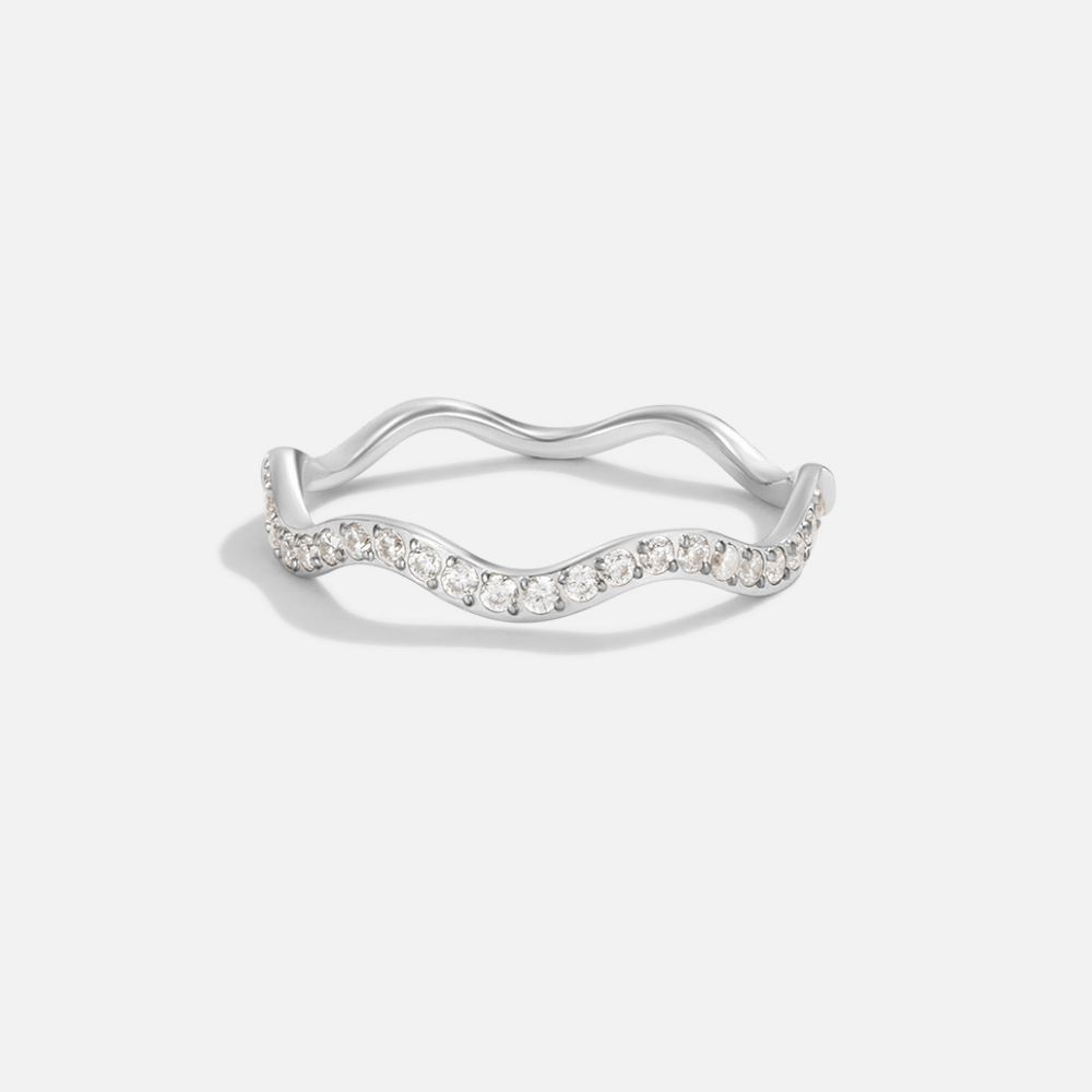 Sparkling Wave Band Ring
