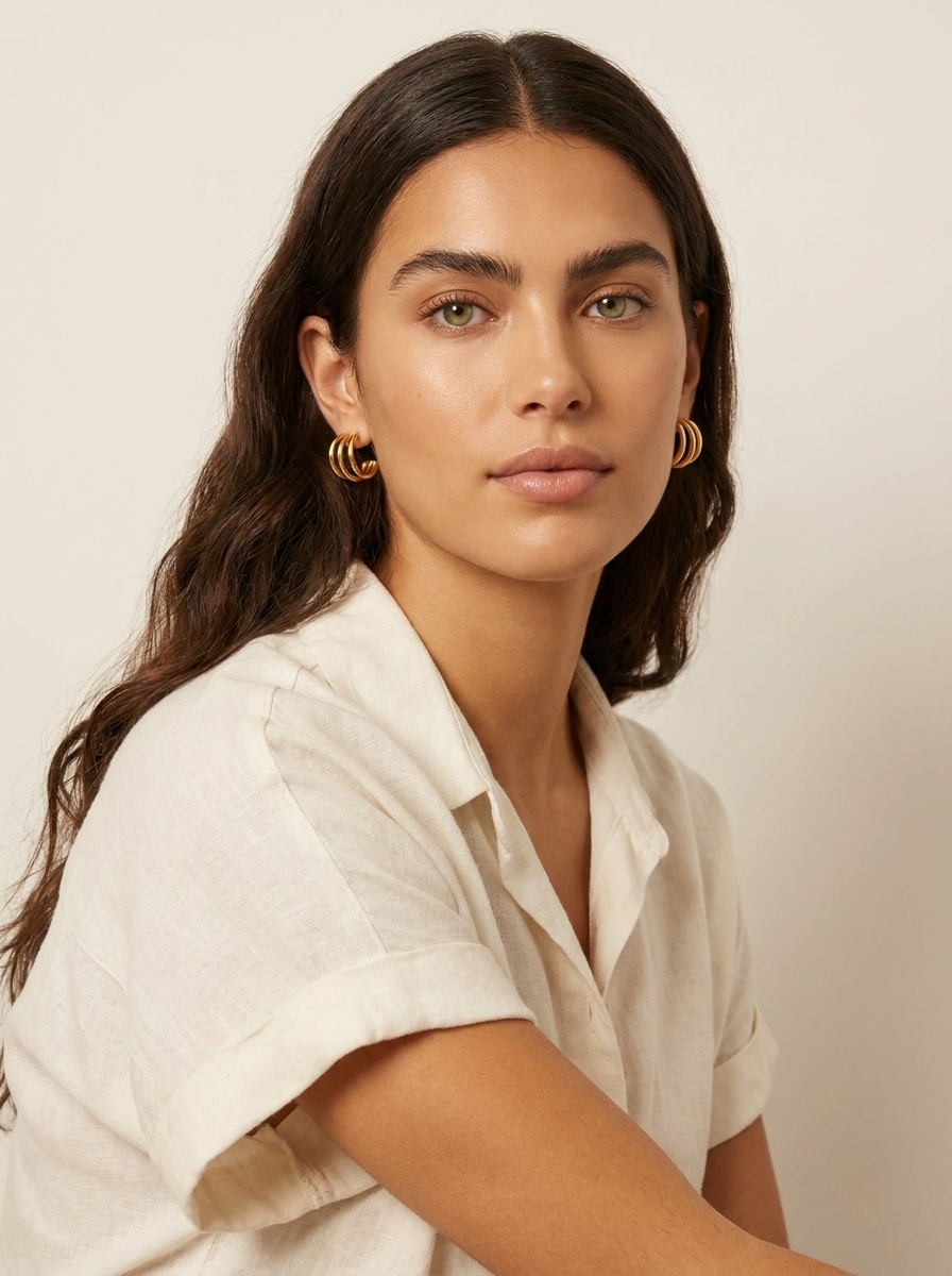 Triple Hoop Stud Earrings