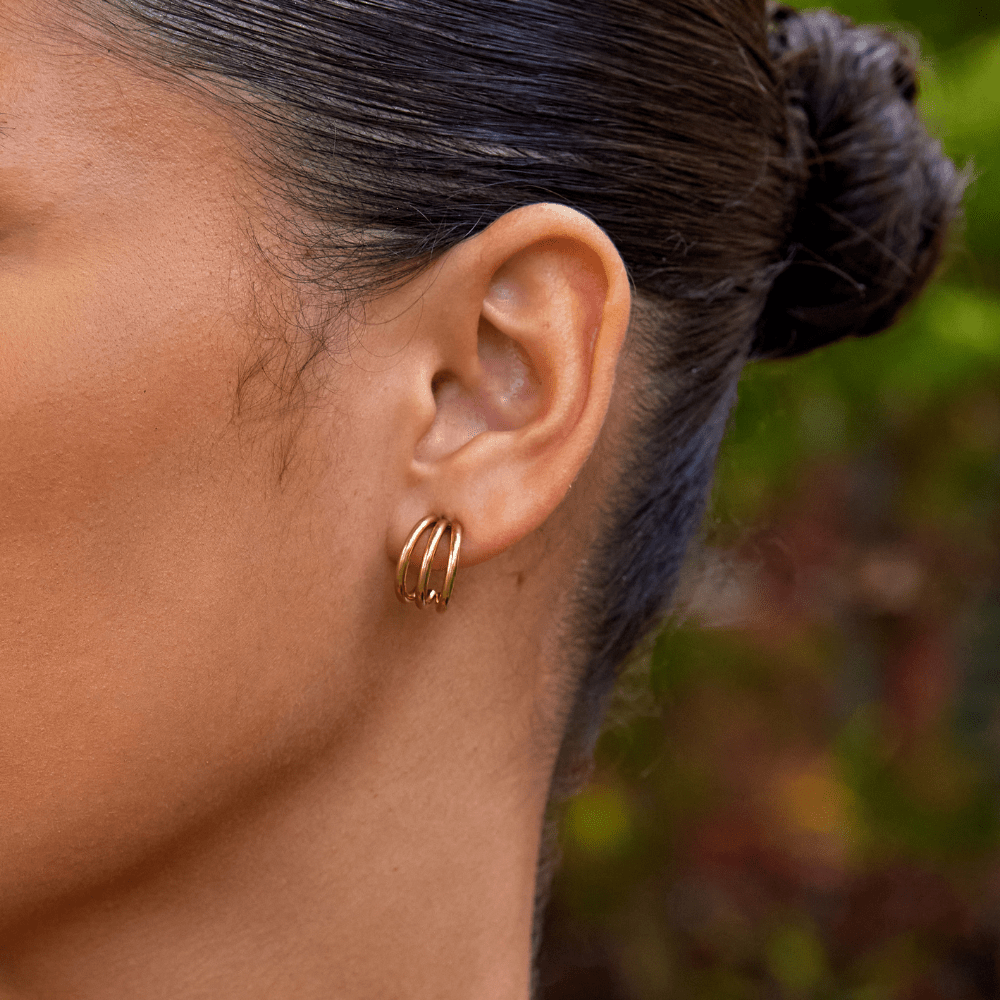 Triple Hoop Stud Earrings