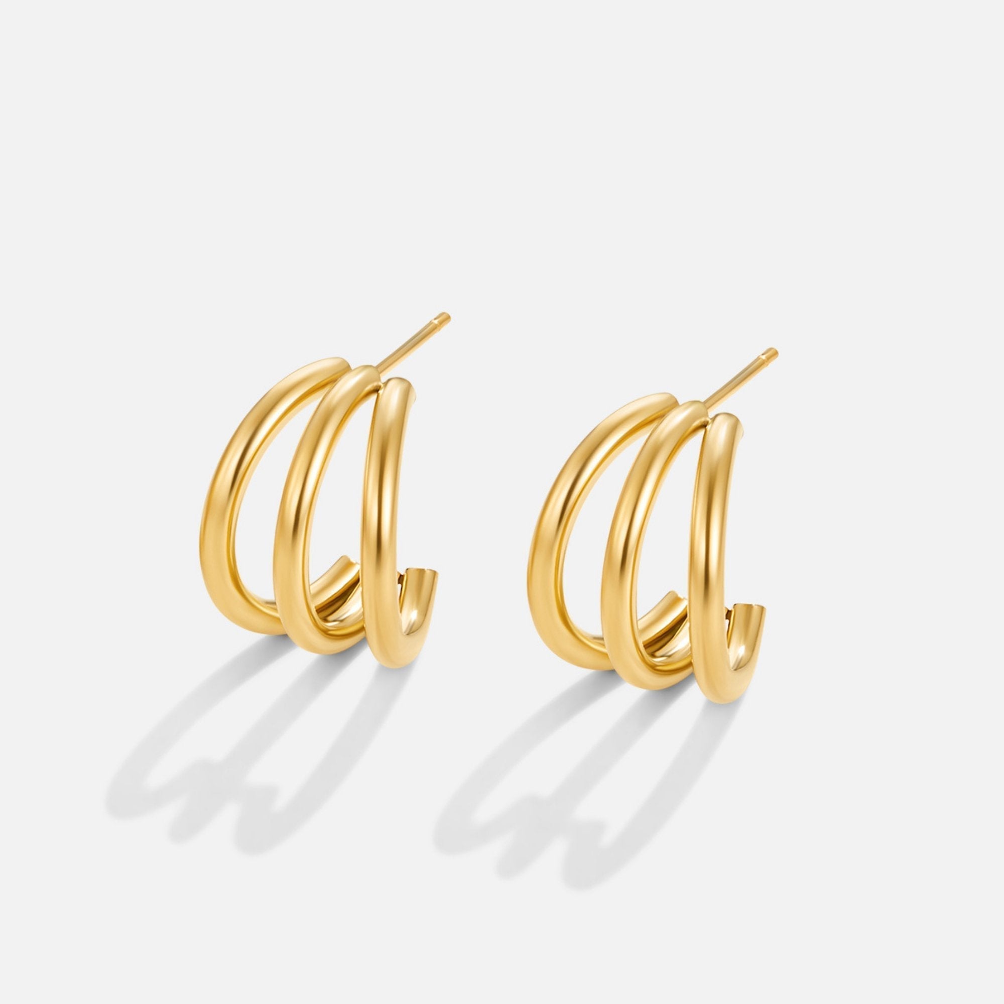 Triple Hoop Stud Earrings