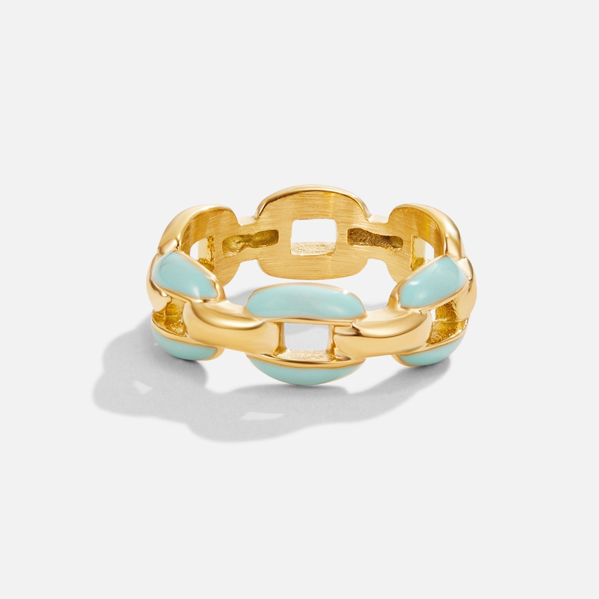 Turquoise Enamel Chain Ring – Maris