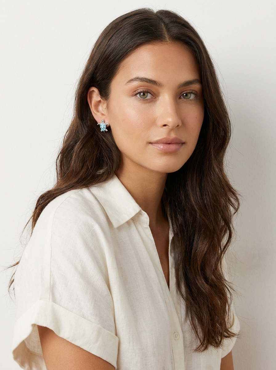 Turquoise Turtle Stud Earrings